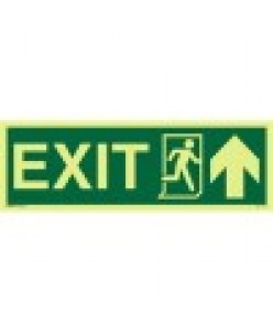 Exit Sign-Running Man Symbol-Arrow Up On Right-Photoluminscent